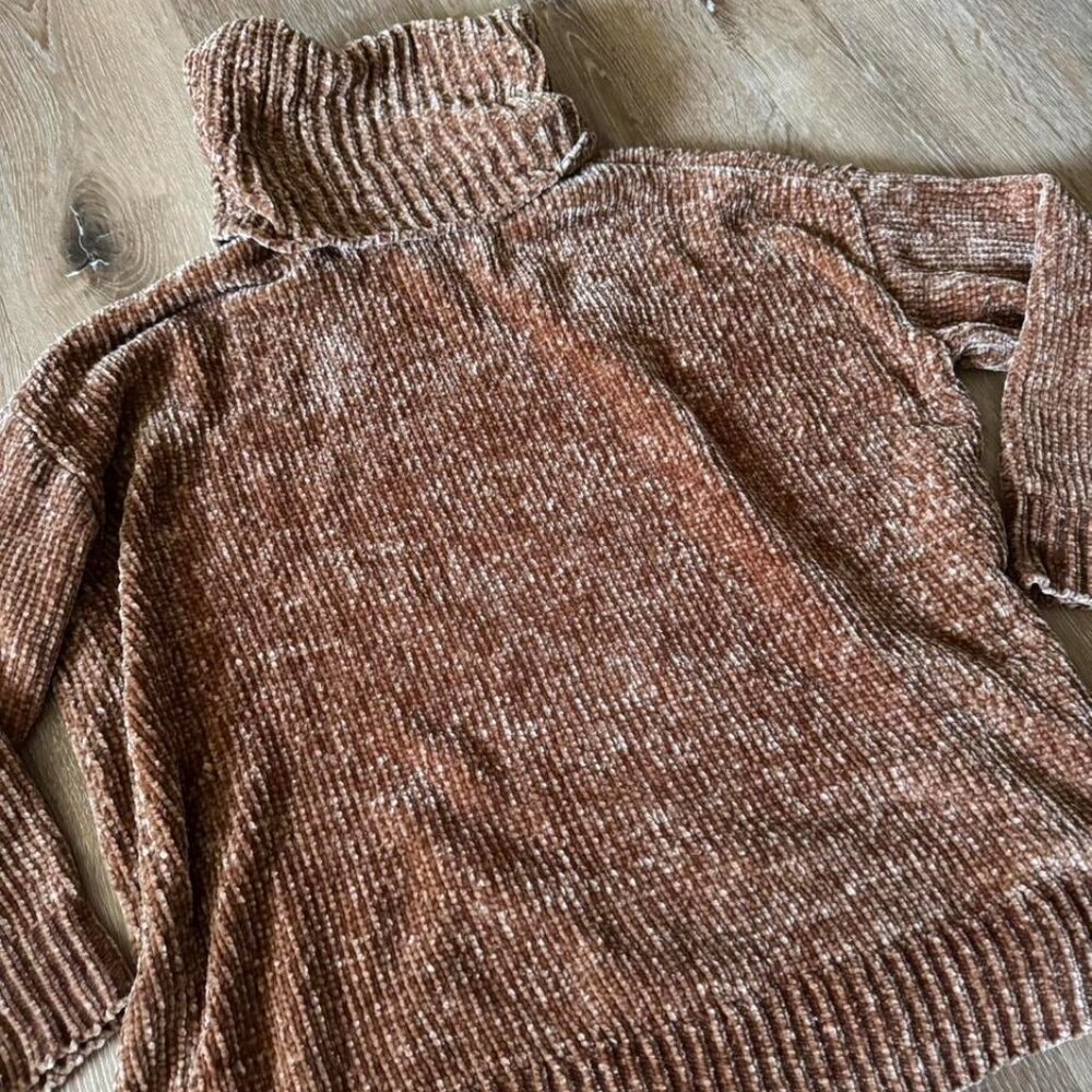 Show Me‎ Your Mumu Fatima Turtleneck Sweater Caramel Chenille Brown Size XS